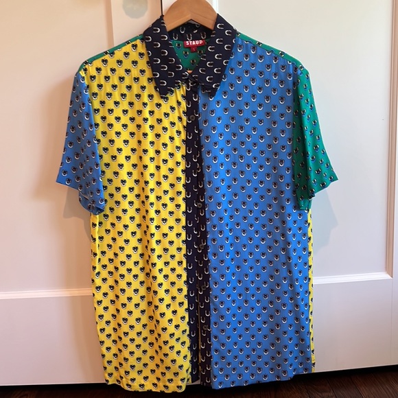 STAUD Pallas Top, Size S, Color Blocked Calico Print - Picture 4 of 10